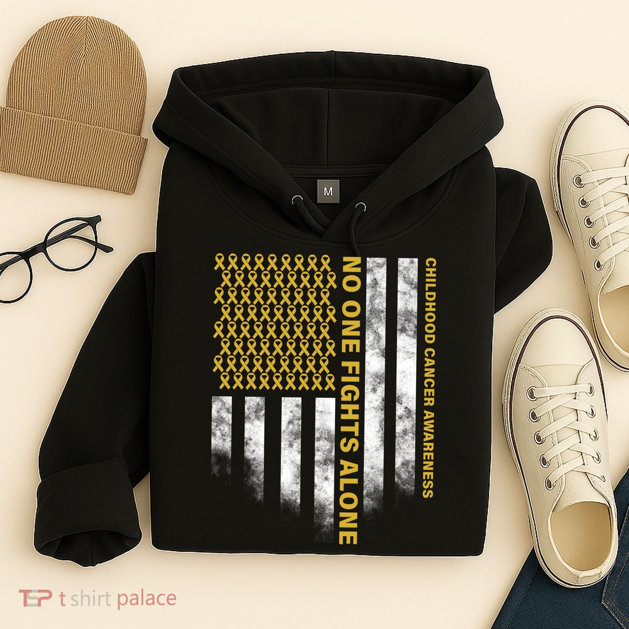 No One Fights Alone Childhood Cancer Hoodie
