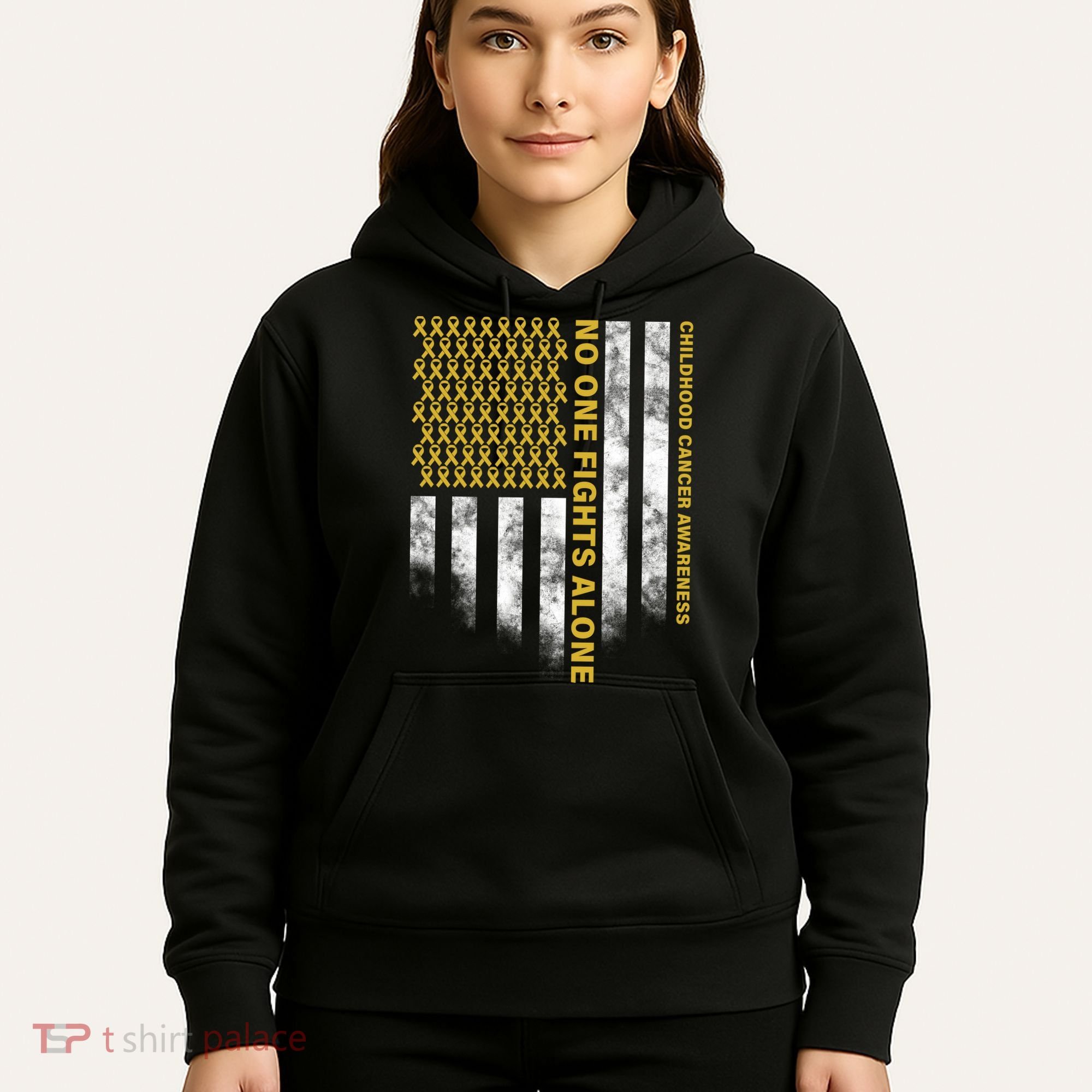 No One Fights Alone Childhood Cancer Hoodie