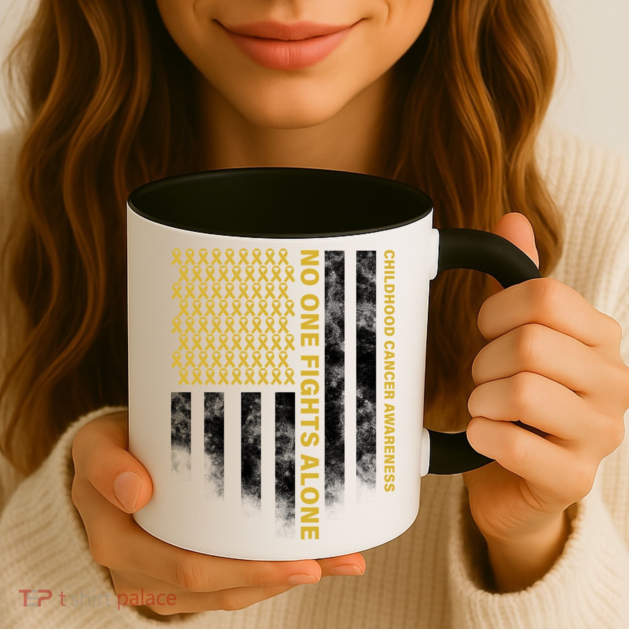 No One Fights Alone Childhood Cancer Coffee Mug