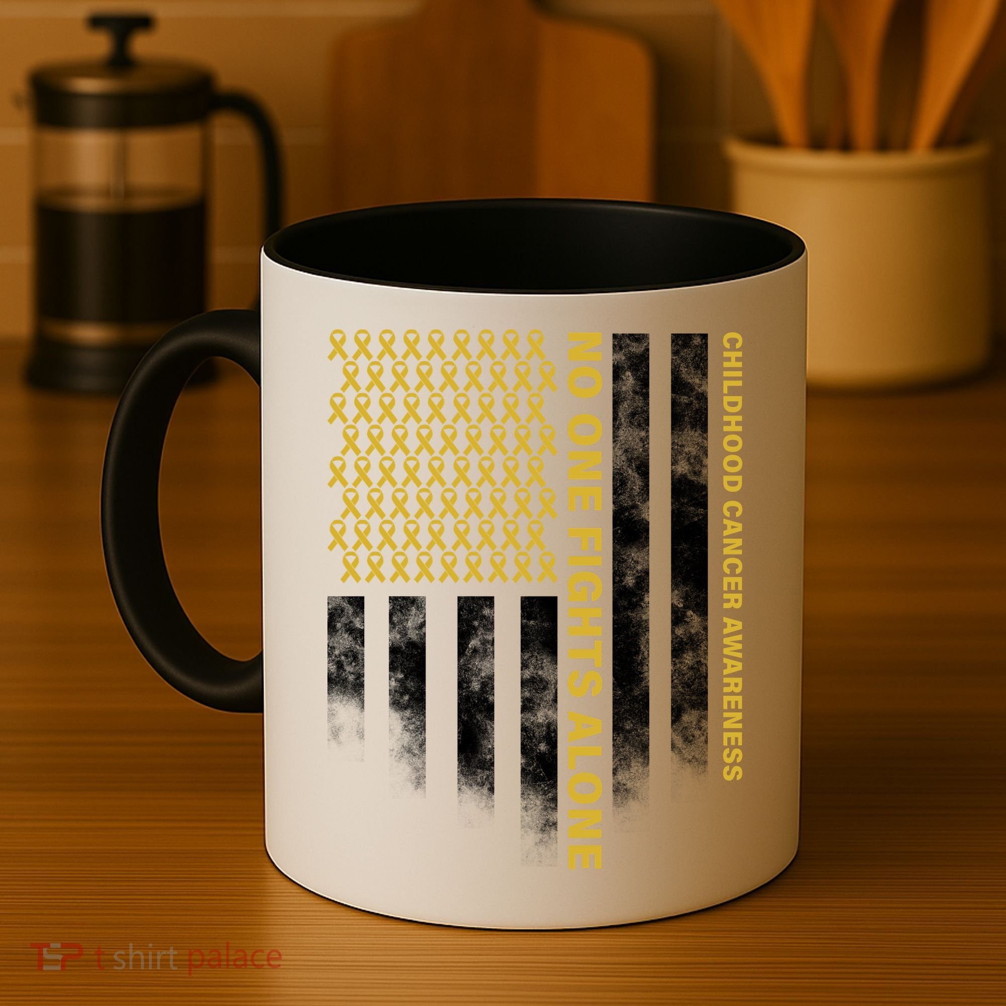 No One Fights Alone Childhood Cancer Coffee Mug