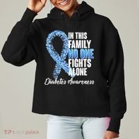 No One Fights Alone Diabetes Awareness Ladies Heavyweight Boxy Pullover Hoodie thumb 0