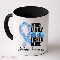No One Fights Alone Diabetes Awareness Coffee Mug thumb 0