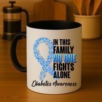 No One Fights Alone Diabetes Awareness Coffee Mug thumb 4