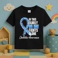 No One Fights Alone Diabetes Awareness Toddler T-Shirt thumb 3