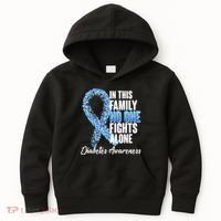 No One Fights Alone Diabetes Awareness Kids Hoodie thumb 0