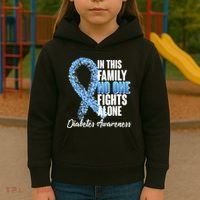 No One Fights Alone Diabetes Awareness Kids Hoodie thumb 3