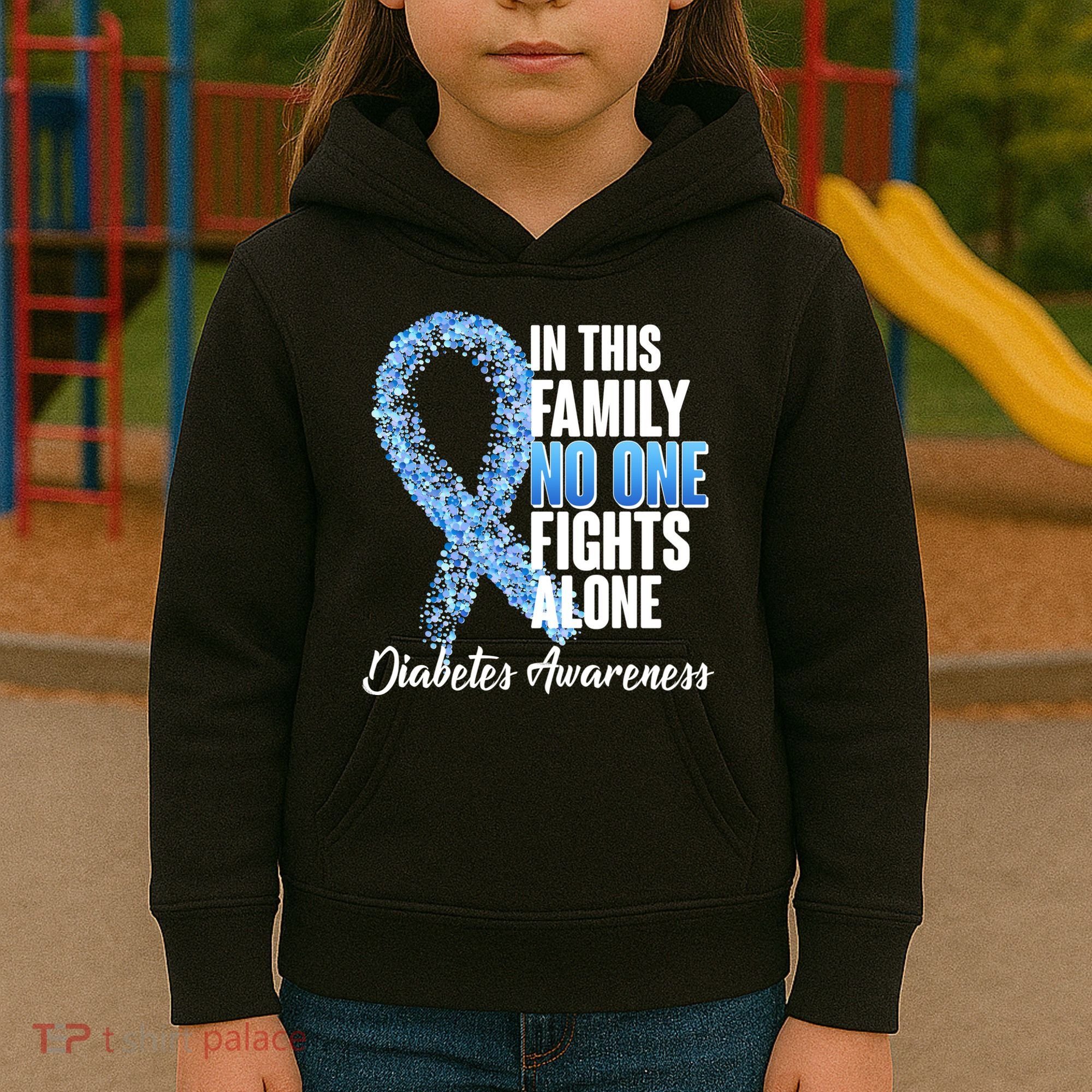 No One Fights Alone Diabetes Awareness Kids Hoodie