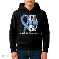 No One Fights Alone Diabetes Awareness Kids Hoodie thumb 4
