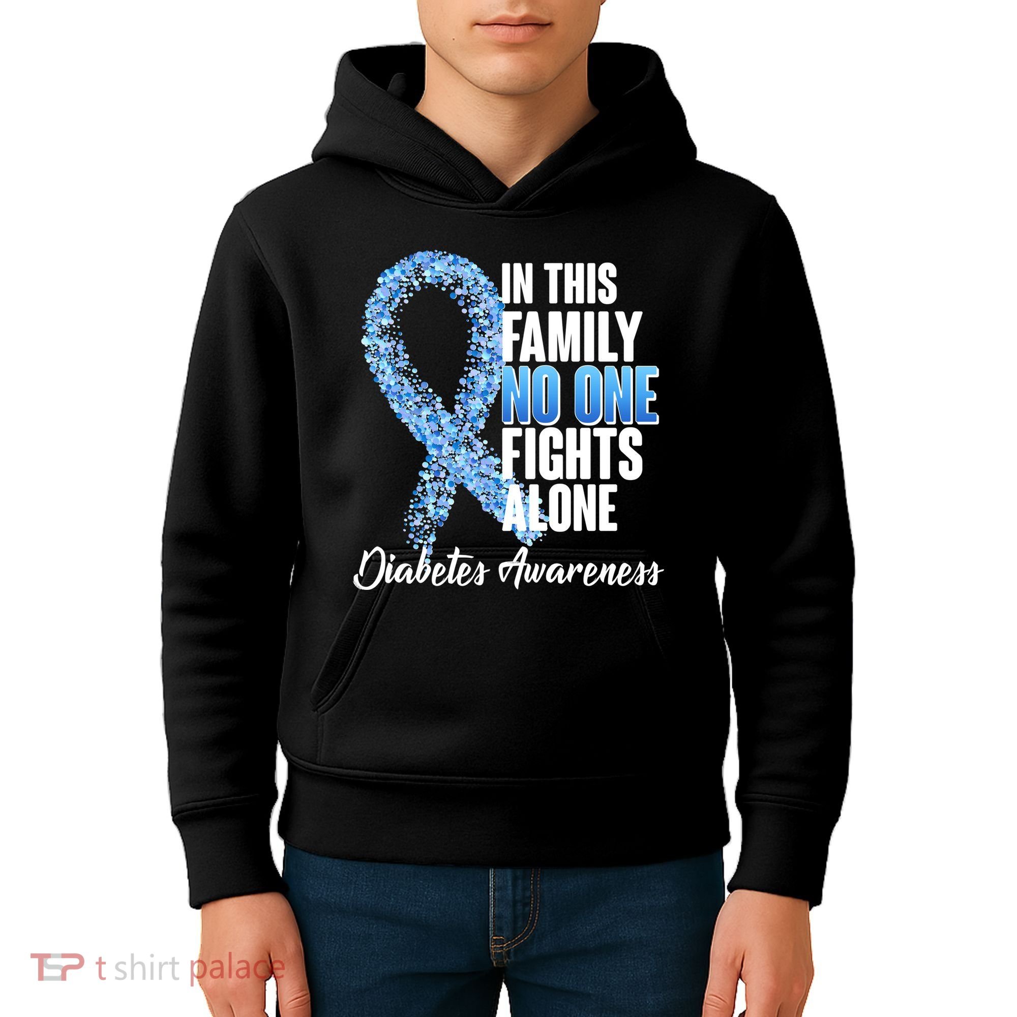 No One Fights Alone Diabetes Awareness Kids Hoodie