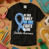 No One Fights Alone Diabetes Awareness Kids T-Shirt thumb 3