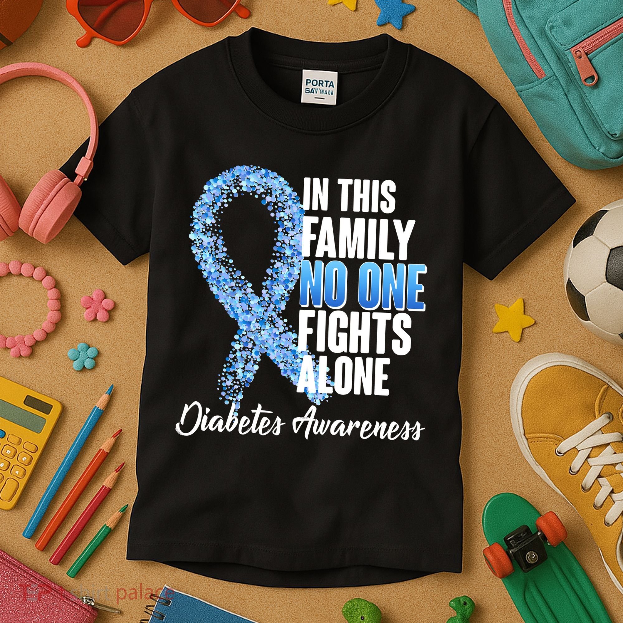 No One Fights Alone Diabetes Awareness Kids T-Shirt