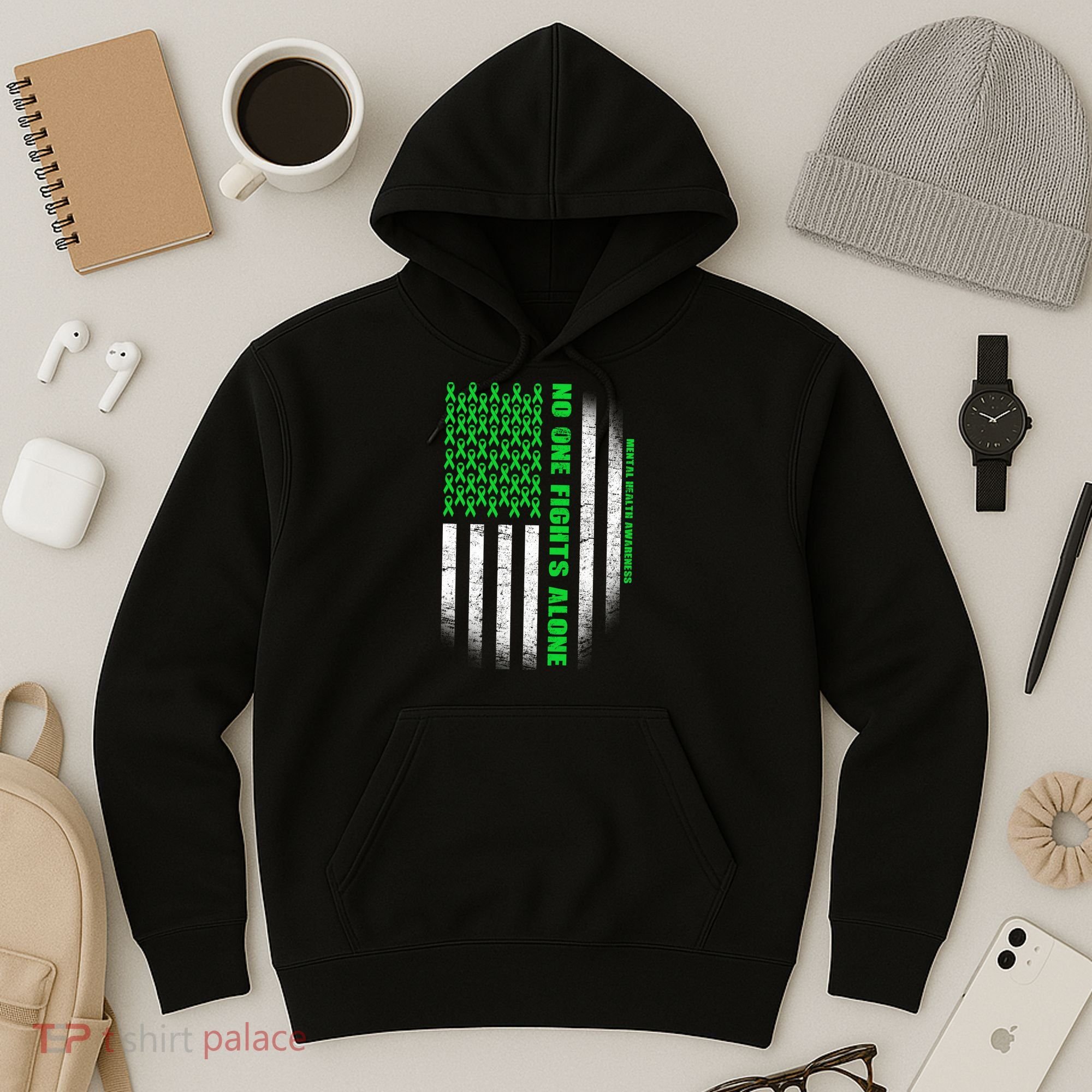 No One Fights Alone Mental Health Awareness Flag Hoodie