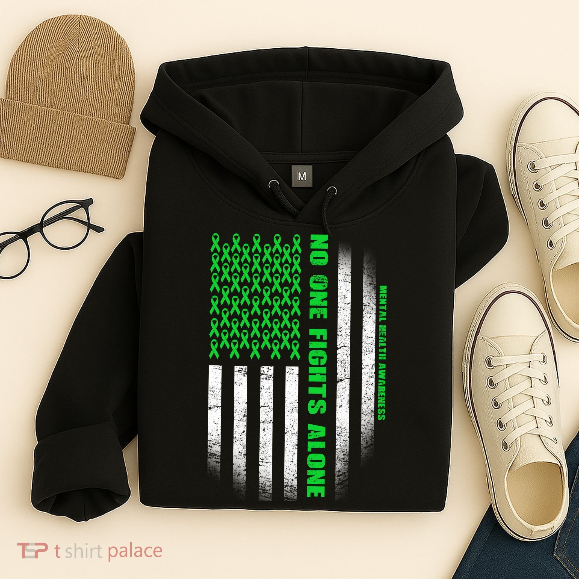 No One Fights Alone Mental Health Awareness Flag Hoodie