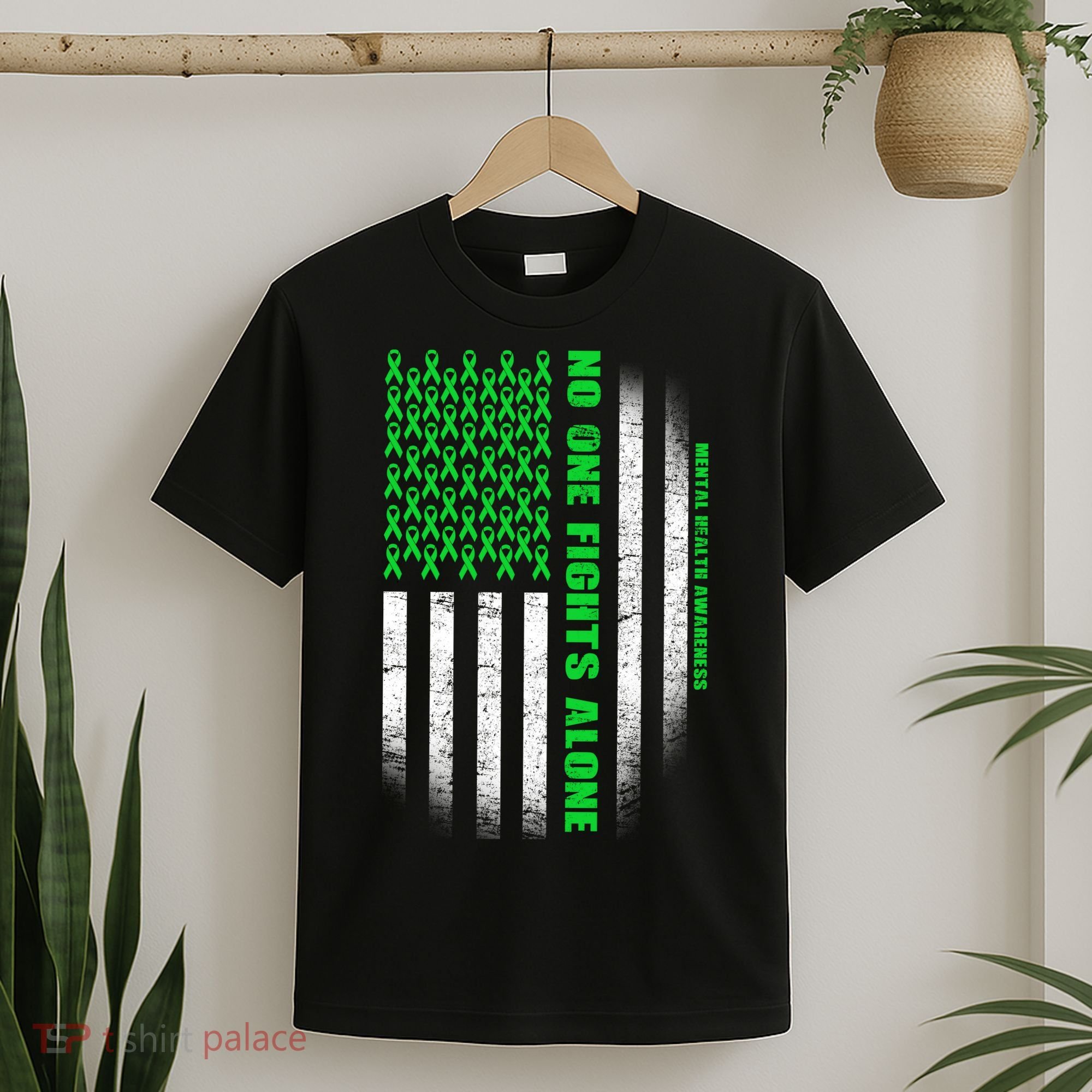 No One Fights Alone Mental Health Awareness Flag T-Shirt