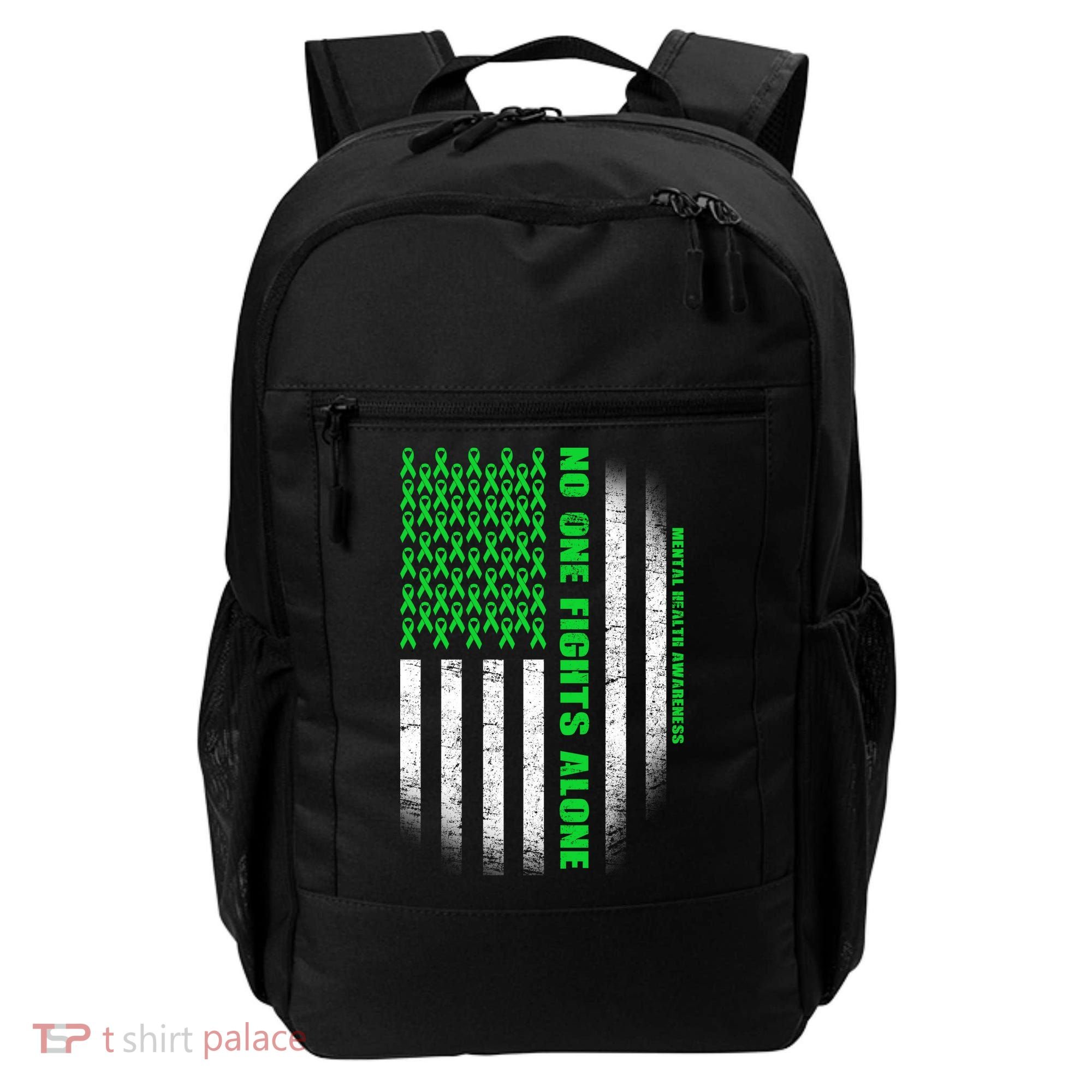 No One Fights Alone Mental Health Awareness Flag Backpack