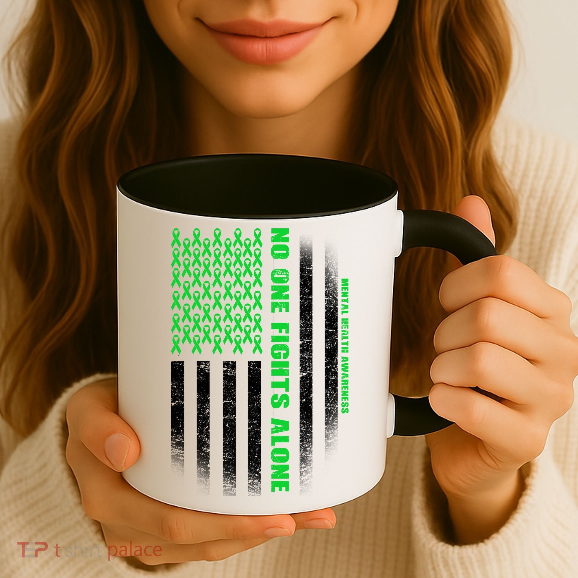 No One Fights Alone Mental Health Awareness Flag Coffee Mug