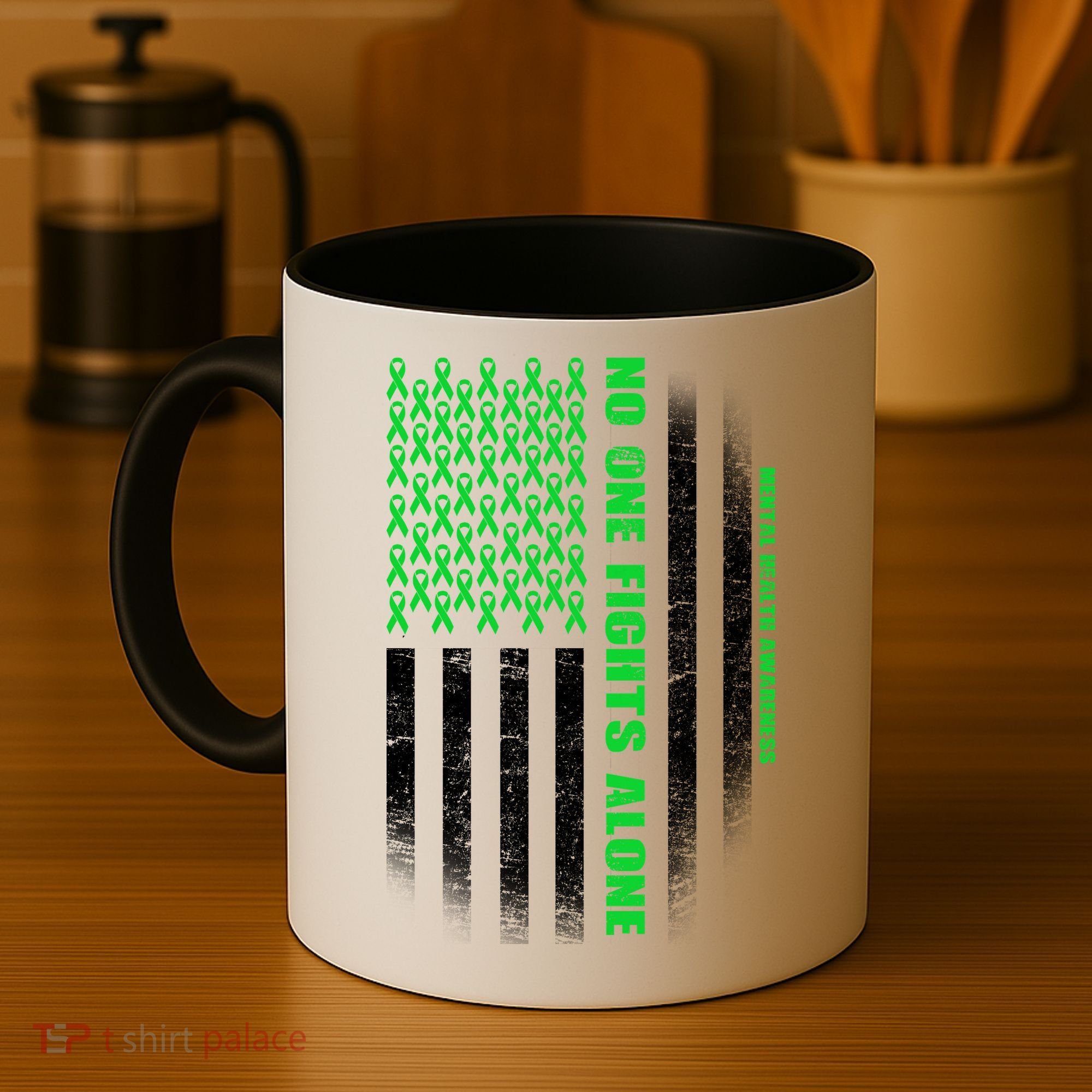 No One Fights Alone Mental Health Awareness Flag Coffee Mug