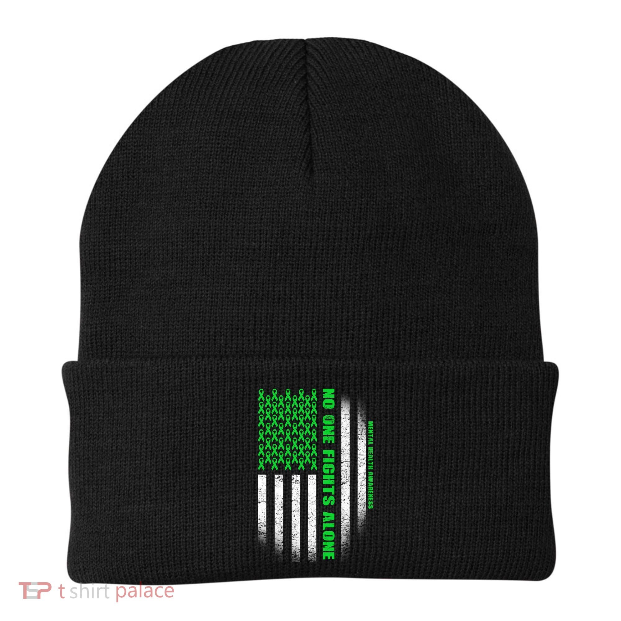 No One Fights Alone Mental Health Awareness Flag Beanie