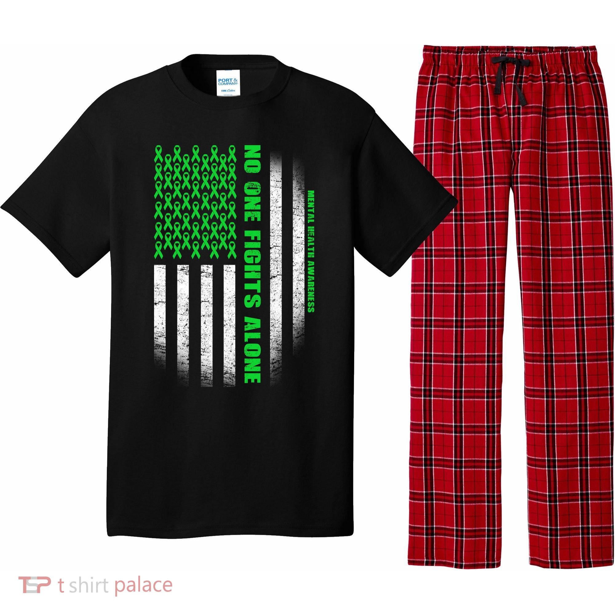No One Fights Alone Mental Health Awareness Flag Pajama Set