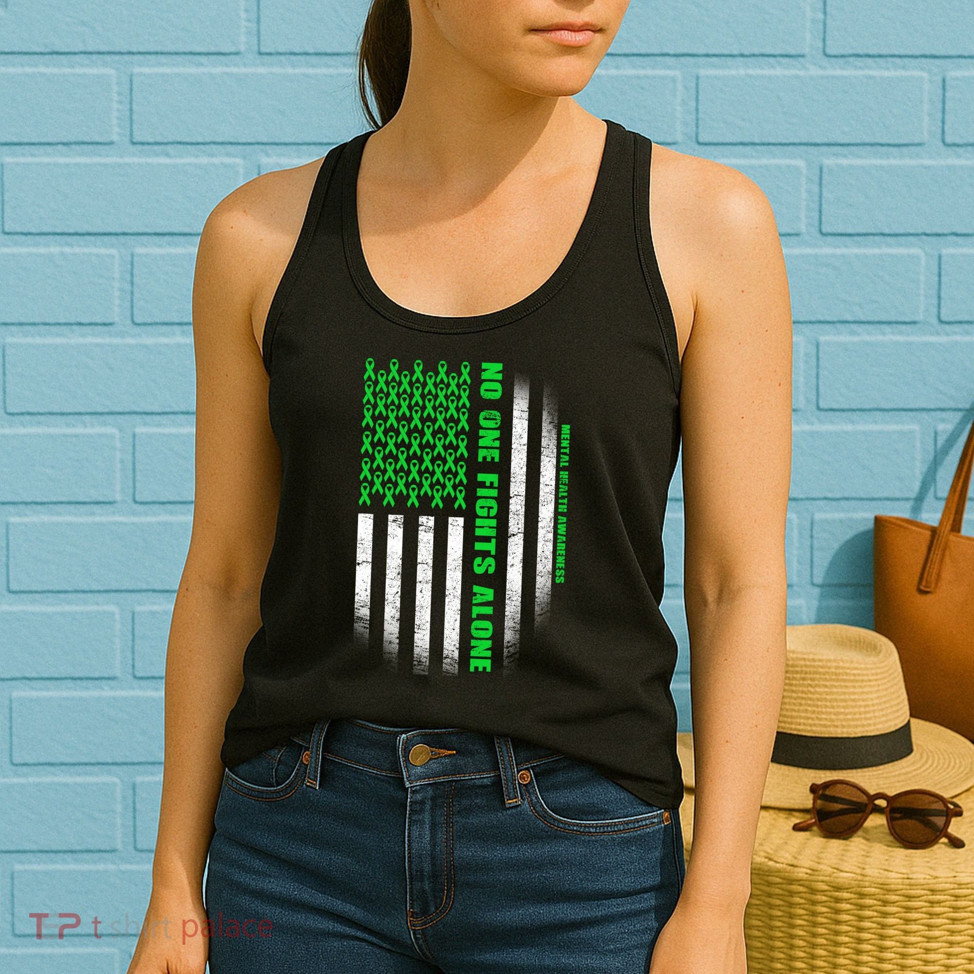 No One Fights Alone Mental Health Awareness Flag Women's Tank Top