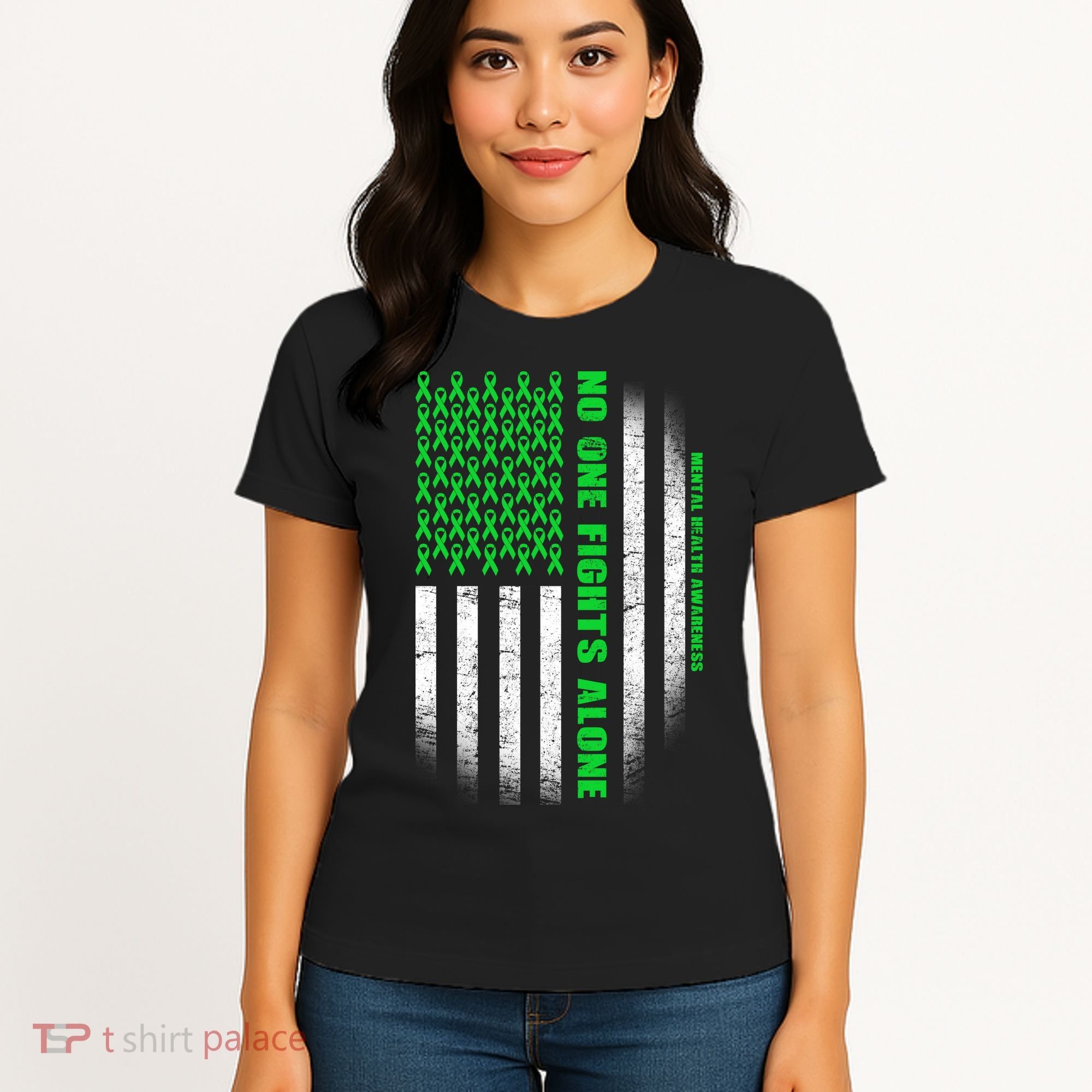 No One Fights Alone Mental Health Awareness Flag Women's T-Shirt