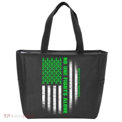 No One Fights Alone Mental Health Awareness Flag Tote Bag
