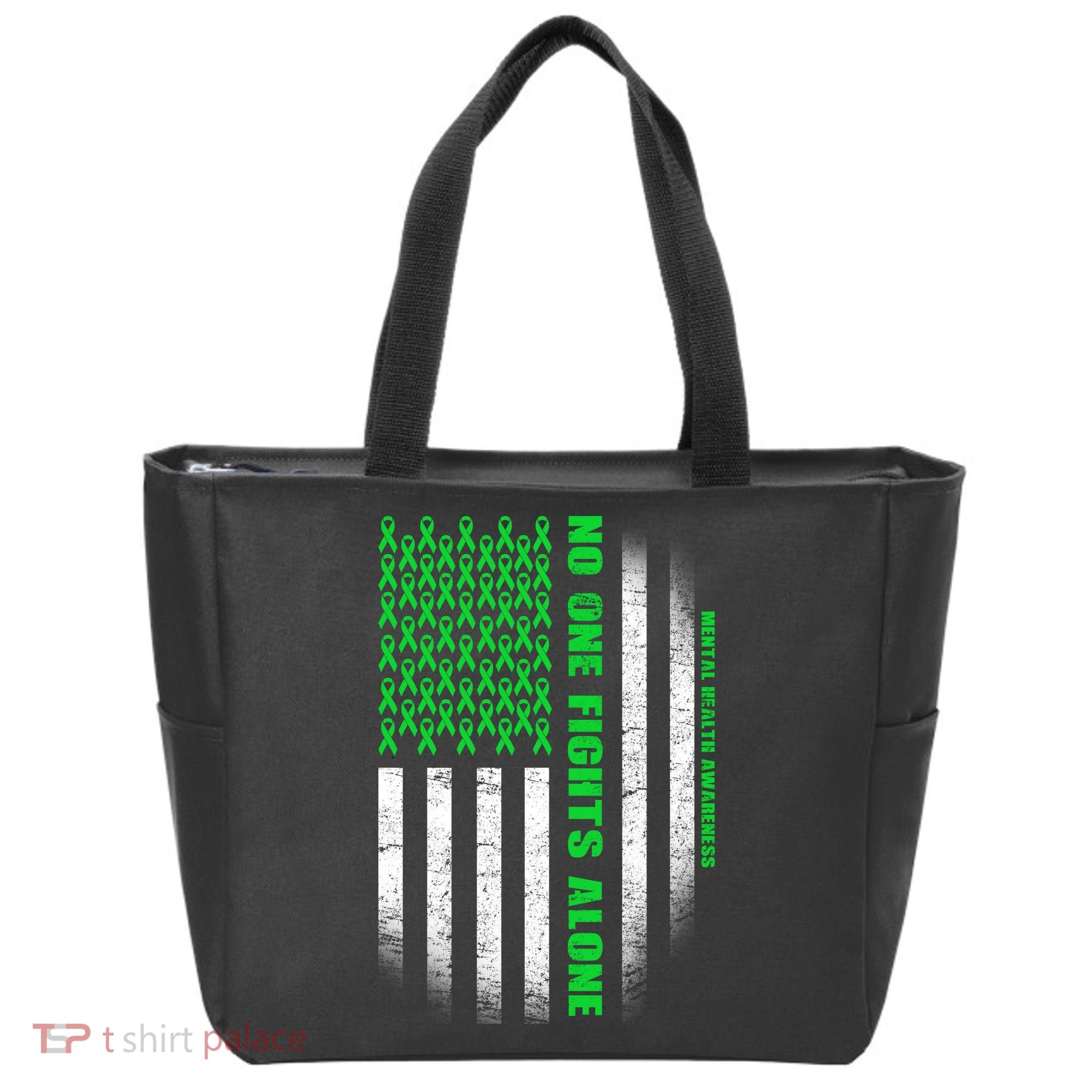 No One Fights Alone Mental Health Awareness Flag Tote Bag