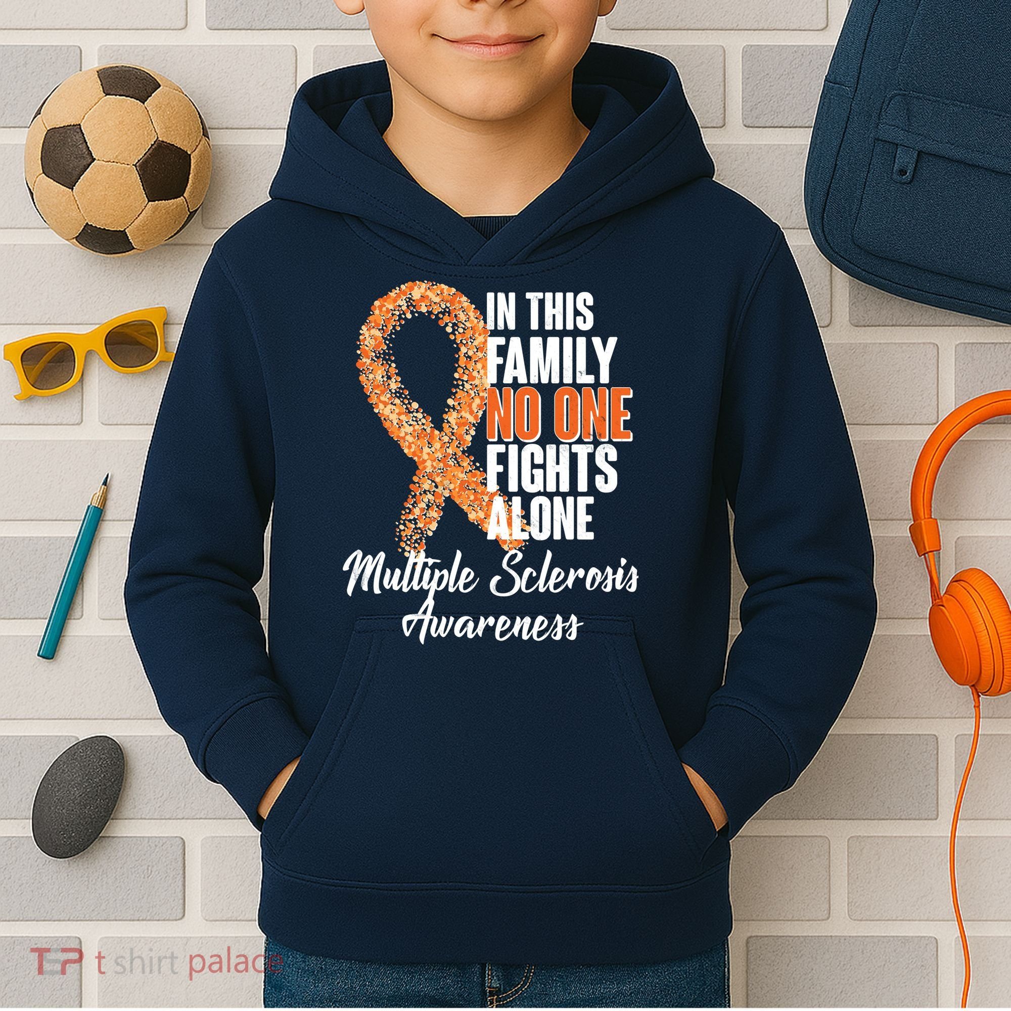 No One Fights Alone Multiple Sclerosis Awareness Kids Hoodie