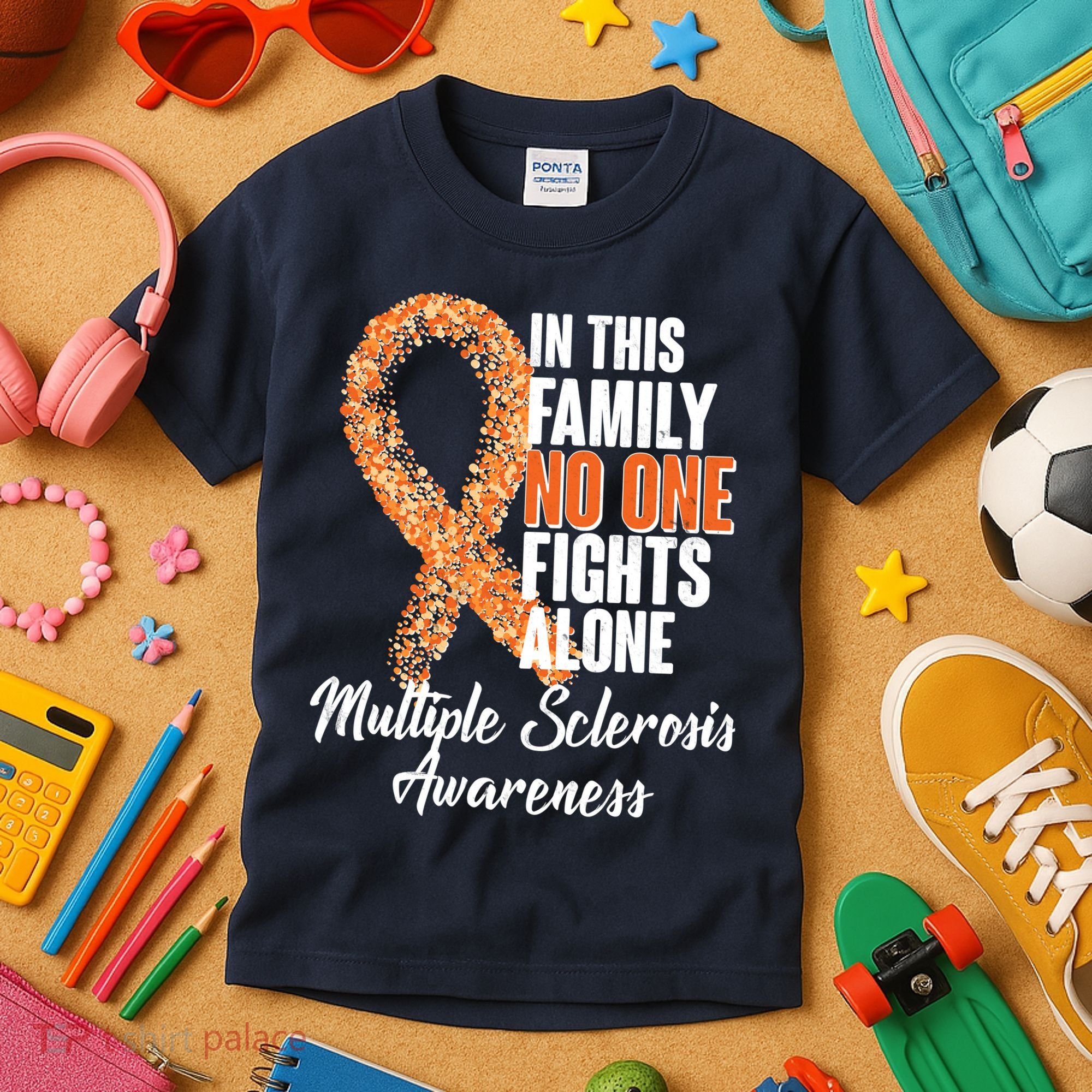 No One Fights Alone Multiple Sclerosis Awareness Kids T-Shirt