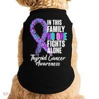 No One Fights Alone Thyroid Cancer Awareness Doggie Tank thumb 0