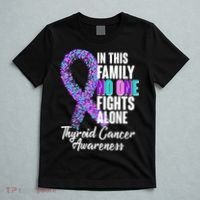 No One Fights Alone Thyroid Cancer Awareness T-Shirt thumb 5