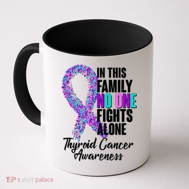 No One Fights Alone Thyroid Cancer Awareness Coffee Mug