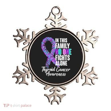 No One Fights Alone Thyroid Cancer Awareness Ornament