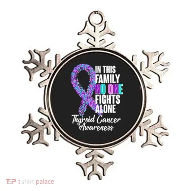 No One Fights Alone Thyroid Cancer Awareness Ornament
