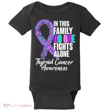 No One Fights Alone Thyroid Cancer Awareness Baby Bodysuit