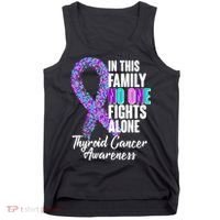 No One Fights Alone Thyroid Cancer Awareness Tank Top thumb 0