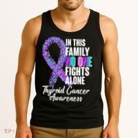 No One Fights Alone Thyroid Cancer Awareness Tank Top thumb 3