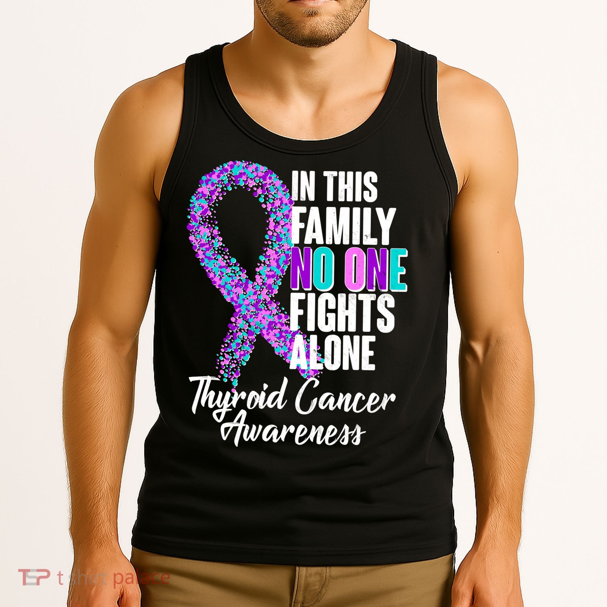 No One Fights Alone Thyroid Cancer Awareness Tank Top
