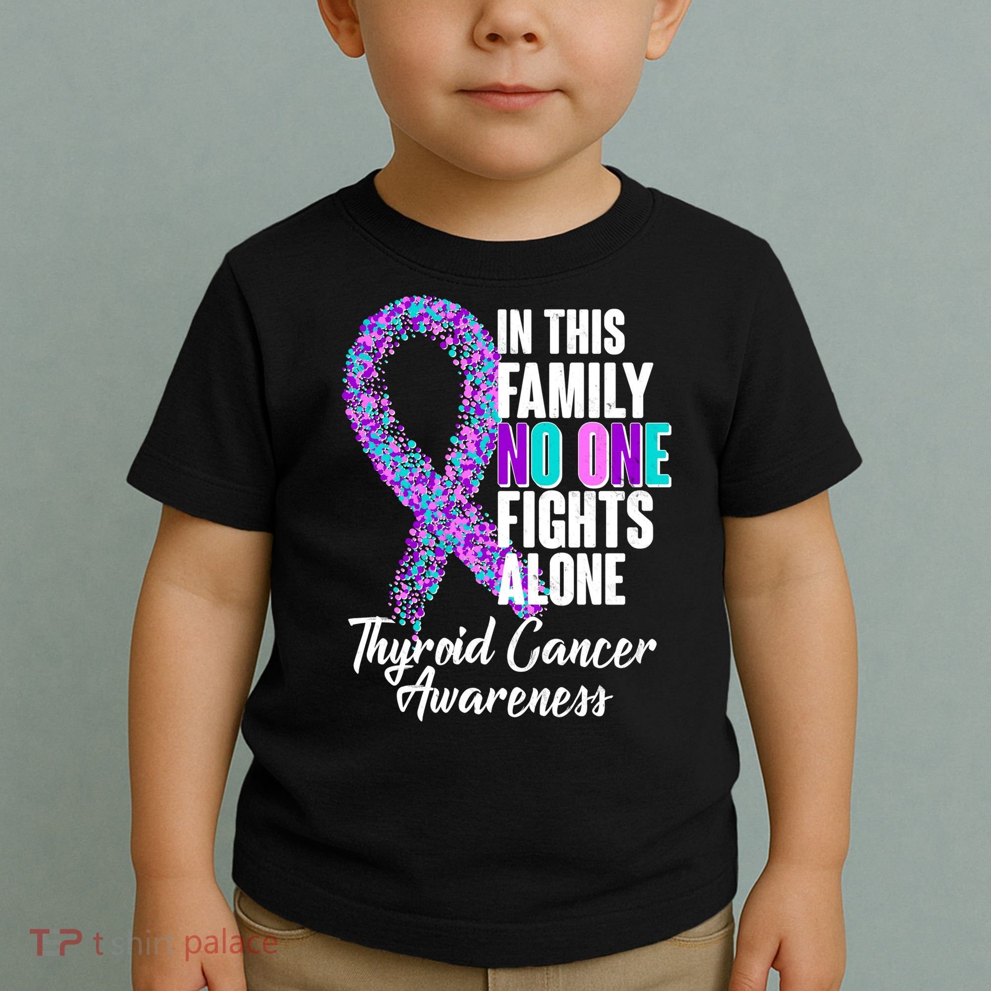 No One Fights Alone Thyroid Cancer Awareness Toddler T-Shirt