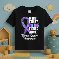 No One Fights Alone Thyroid Cancer Awareness Toddler T-Shirt thumb 3