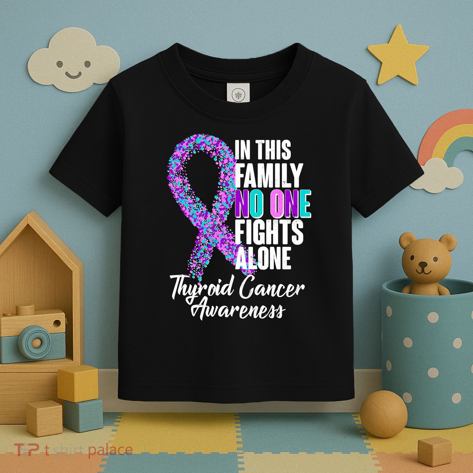No One Fights Alone Thyroid Cancer Awareness Toddler T-Shirt
