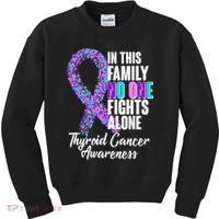 No One Fights Alone Thyroid Cancer Awareness Kids Sweatshirt thumb 0
