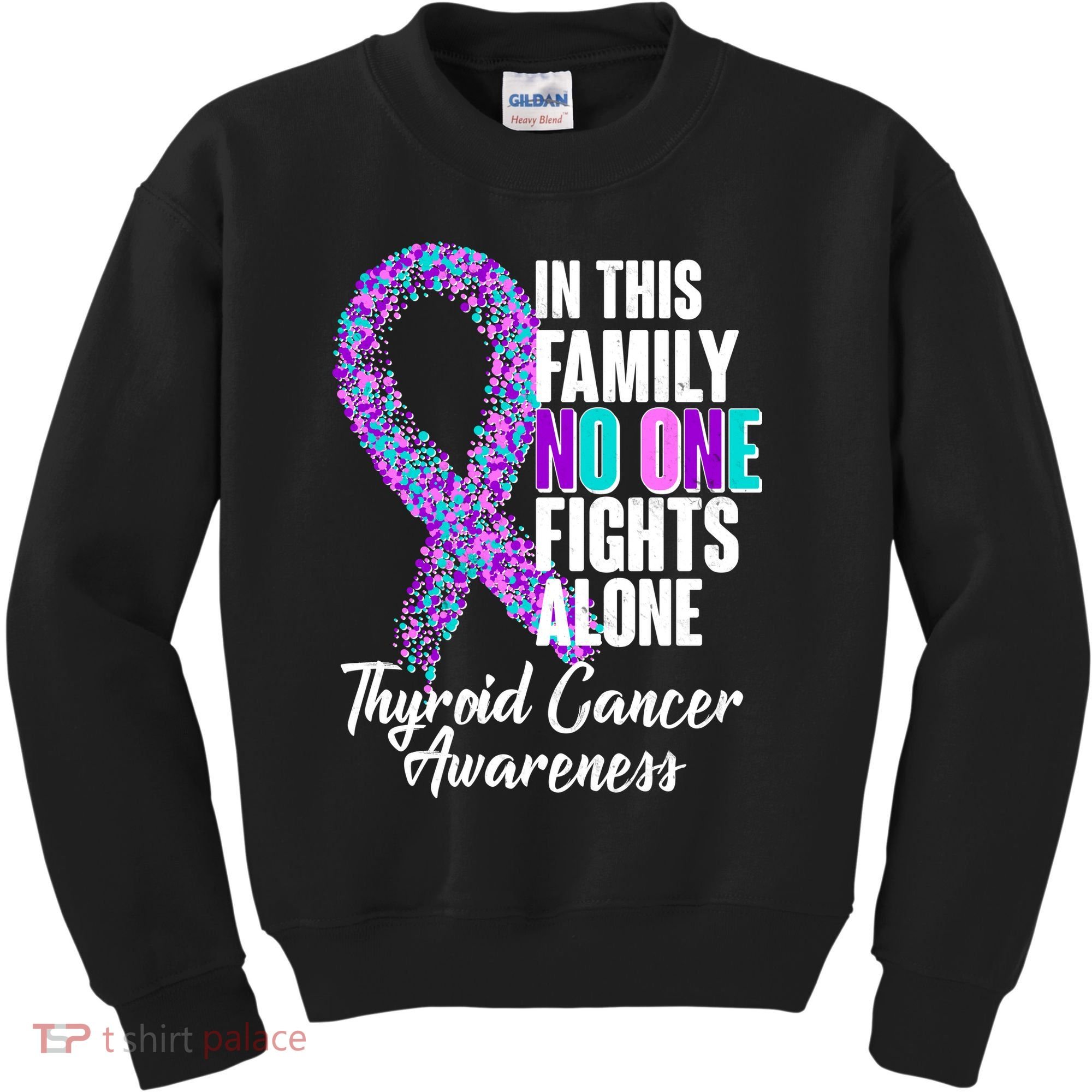 No One Fights Alone Thyroid Cancer Awareness Kids Sweatshirt