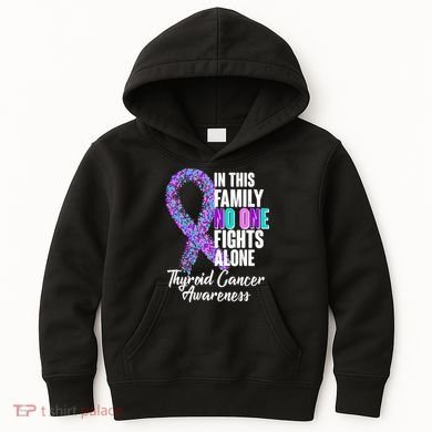 No One Fights Alone Thyroid Cancer Awareness Kids Hoodie