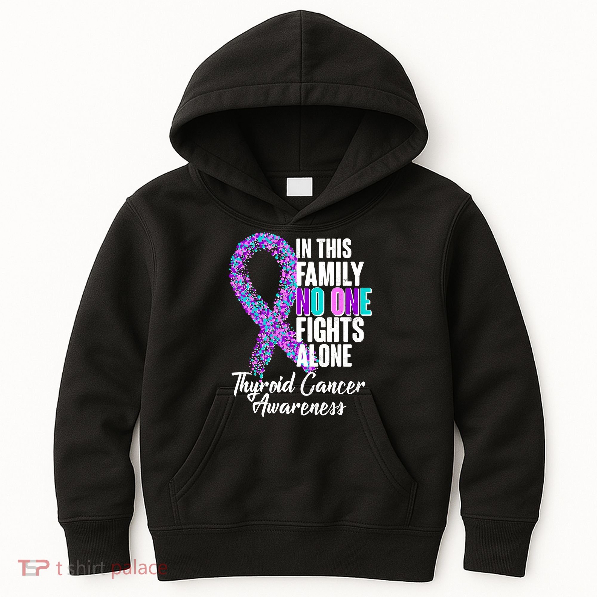 No One Fights Alone Thyroid Cancer Awareness Kids Hoodie