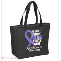 No One Fights Alone Thyroid Cancer Awareness Tote Bag thumb 2