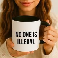 No One is Illegal Text Logo Coffee Mug thumb 3