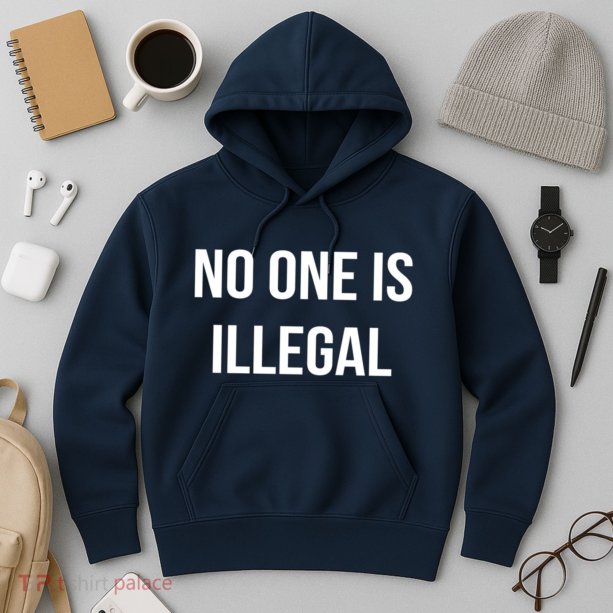 No One is Illegal Text Logo Hoodie