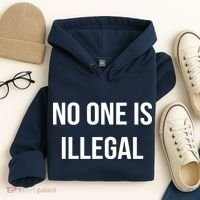 No One is Illegal Text Logo Hoodie thumb 4