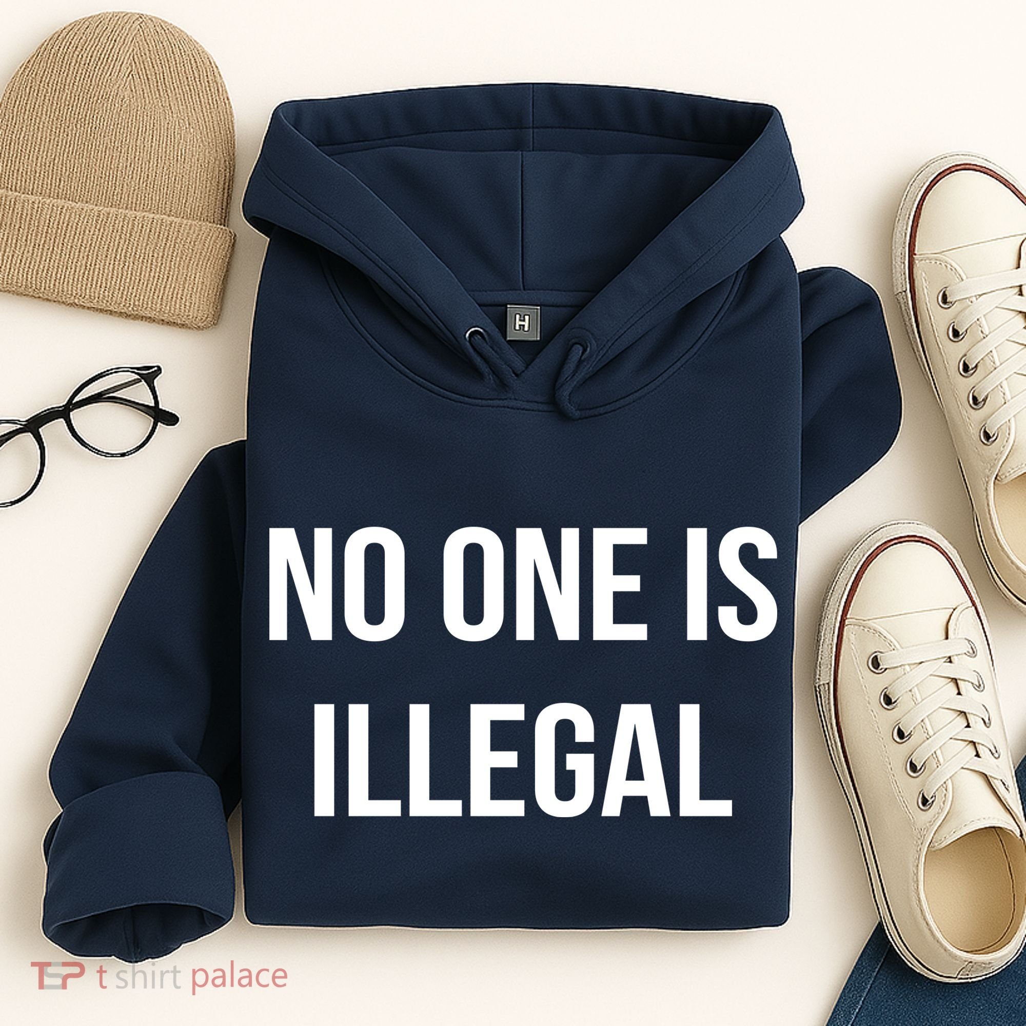 No One is Illegal Text Logo Hoodie